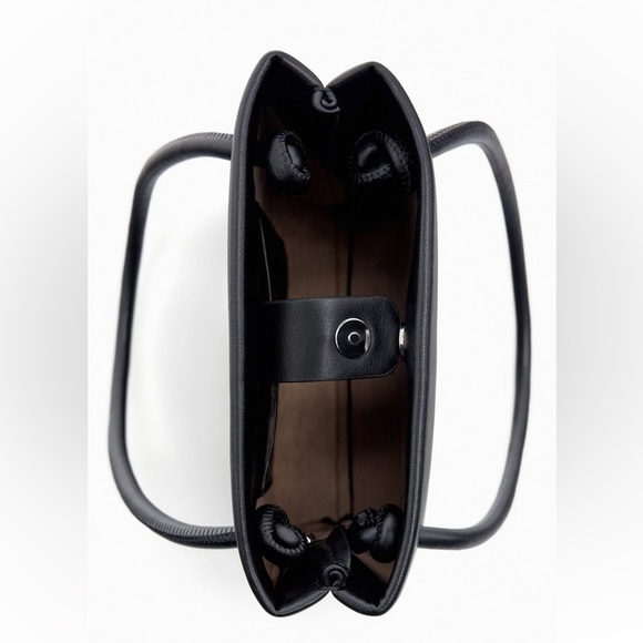 Zara SQUARED MINI TOTE BAG. Black. One Size. New with Tags. - Picture 3 of 5